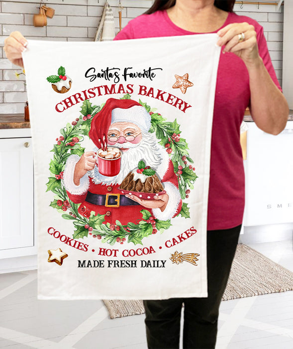 Merry Christmas Santa's Bakery  Terry Towel