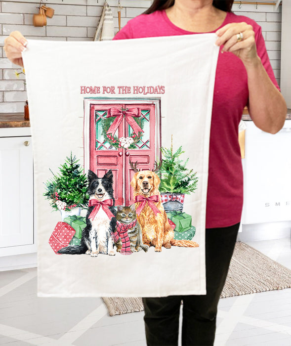 Christmas Home for the Holidays Dogs  Terry Towel