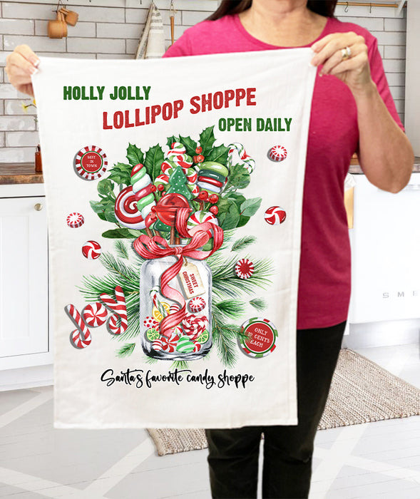 Christmas Holly Jolly Lollipop Shoppe  Terry Towel