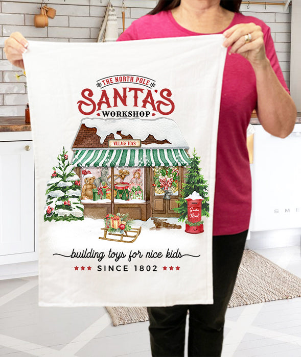 Christmas Santa's Workshop Toys  Terry Towel